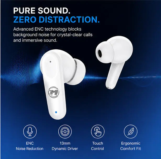 B303 Pure - Tone ENC Gaming Earbuds (Bluetooth 5.4, Low Latency Gaming Mode) - Urban Gear