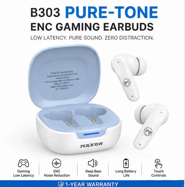 B303 Pure - Tone ENC Gaming Earbuds (Bluetooth 5.4, Low Latency Gaming Mode) - Urban Gear