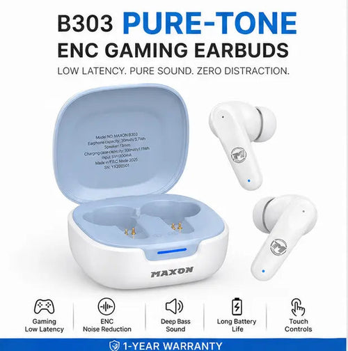 B303 Pure - Tone ENC Gaming Earbuds (Bluetooth 5.4, Low Latency Gaming Mode) - Urban Gear