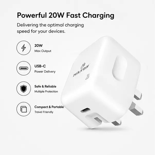 Maxon T-100 20W Fast Charger for iPhone (Type-C Power Adapter) - Urban Gear