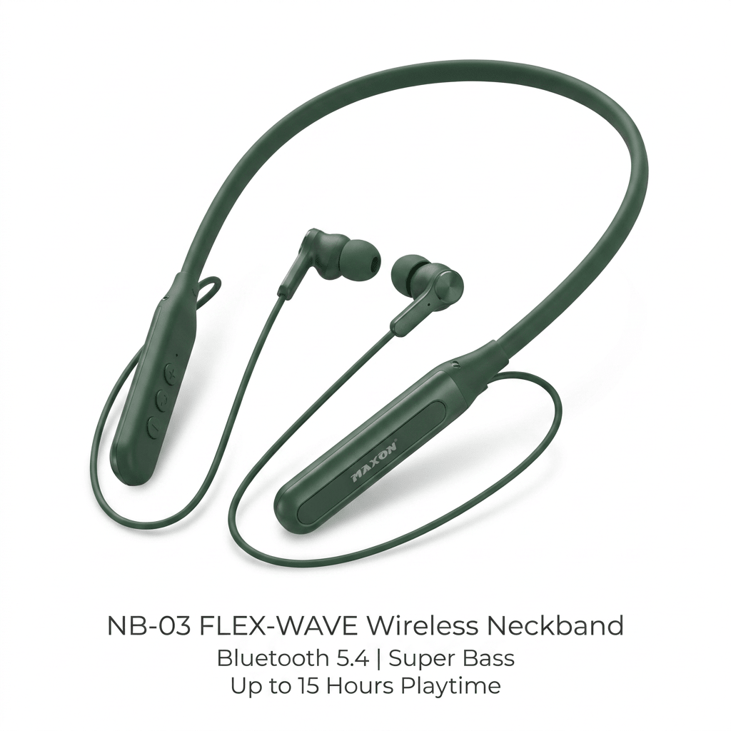NB - 03 FLEX - WAVE Wireless Neckband (Bluetooth 5.4 | 15H Playtime | Calling Focused) - Urban Gear
