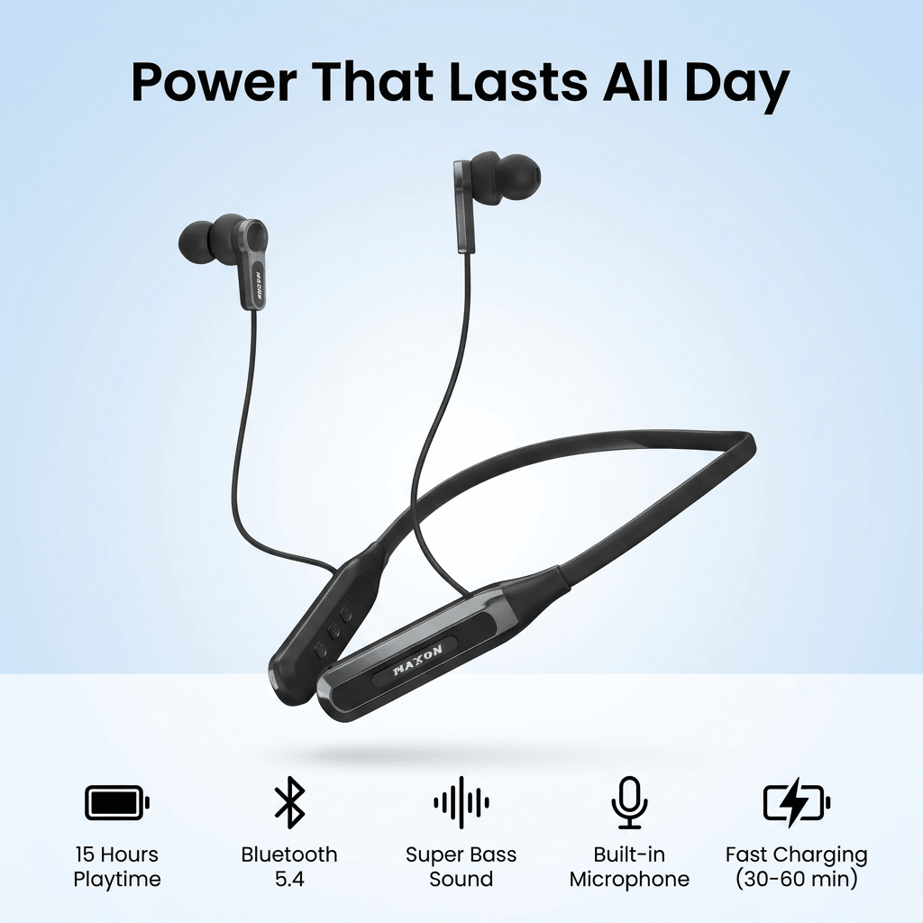 NB - 03 FLEX - WAVE Wireless Neckband (Bluetooth 5.4 | 15H Playtime | Calling Focused) - Urban Gear