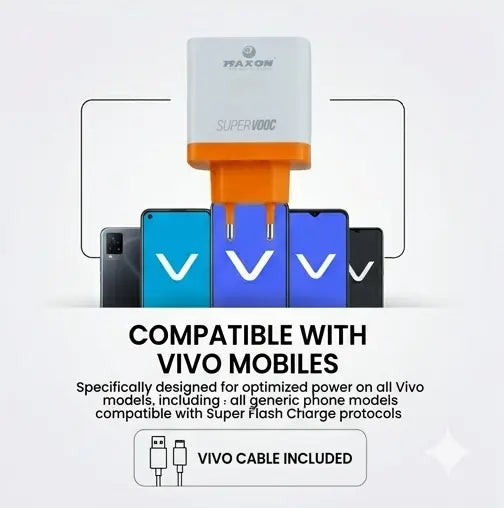 T - 500 Flash 120W Fast Charger for Vivo (Type - C Cable Included) - Urban Gear