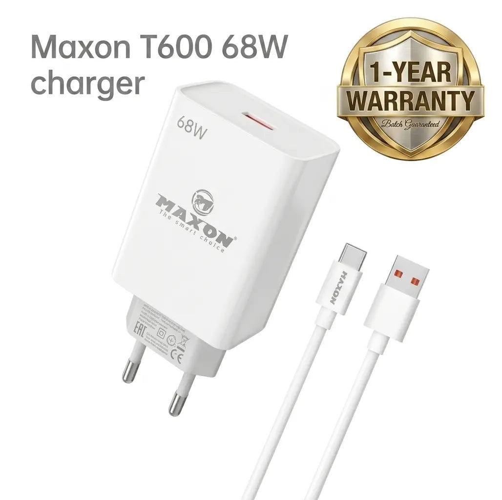 T - 600 68W All - Round Fast Charger (Type - C Cable Included | Infinix & Tecno Optimized) - Urban Gear