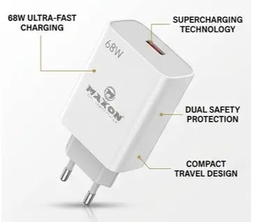 T - 600 68W All - Round Fast Charger (Type - C Cable Included | Infinix & Tecno Optimized) - Urban Gear